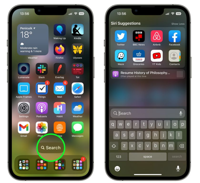 顺义苹果手机维修分享升级到 iOS 16 后，如何删除主屏幕上的搜索按钮 