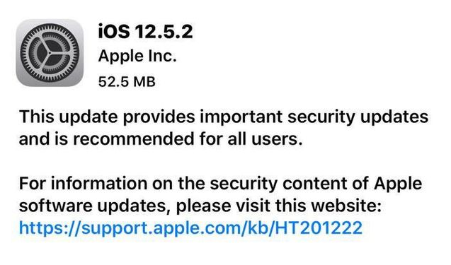 顺义苹果手机维修分享iOS12.5.2发布，建议所有老苹果用户安装 